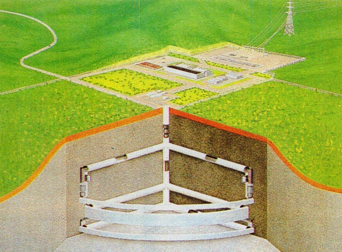 지하 1백50m의 화강암 속에 매설한 직경 4백m의 초전도 코일에는 5백만㎾의 전력이 저장된다.