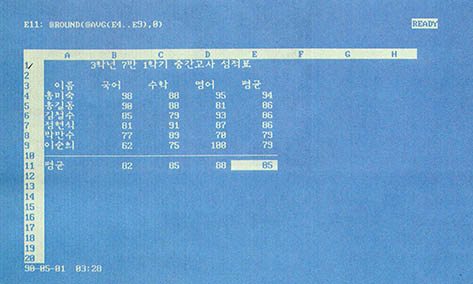 (그림 4) Secondary-Key를 국어성적 으로 지정하여 정렬한 결과