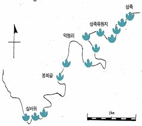 경남 고성군 하이면 덕명리 해안일대 족흔화석 산지