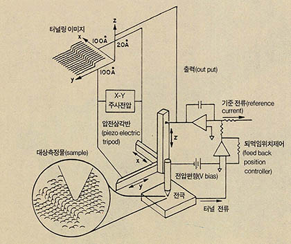 주사형 터널링 전자현미경(STM)의개략도