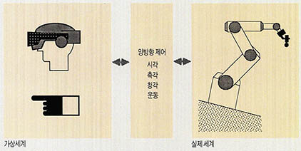 (그림3) 원격제어 로봇과 가상현실감의 관계