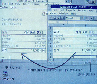 서버프로그램에서 클라이언트 프로그램으로 정보가 전달됐다.