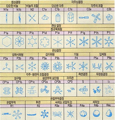 (그림 8)눈결정의 분류 모양