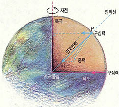 (그림3) 지구 중력의 방향