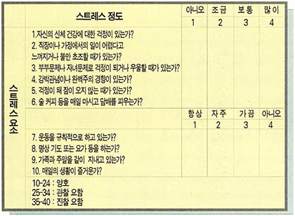 스트레스 자가 진단을 위한 체크리스트