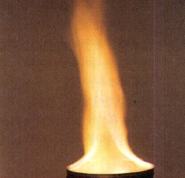 만든 비누 연료를 깡통에 담아 불을 붙인 모습