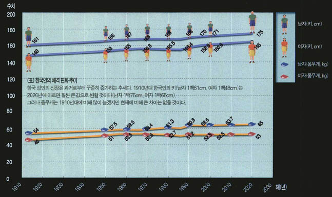 한국 청소년들의 평균 키와 몸무게