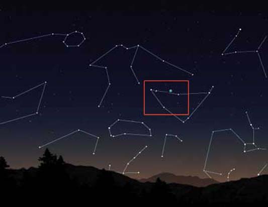 11월중순의 저녁 하늘.천왕성은 염소자리 근처에서 발견된다.
