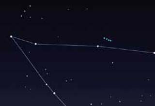 11월 한달 동안 천왕성의 움직임.오른쪽부터 1일,11일,21일,30일에 천왕성의 위치를 나타낸다.이때 천왕성은 5.7등급 정도다.