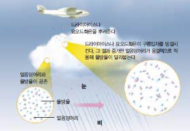 (그림1) 0℃이하 구름의 인공강우법