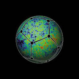 탐사선이 관측한 우주배경복사(CMB)지도 중 일부. 관측결과 우주는 볼록하게 굽은 5각형들이 모인 유한한 공간으로 추정됐다.