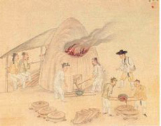 현재 독일 함부르크인류학박물관에 소장돼 있는 기산 김준근의 작품 ‘가마점’.