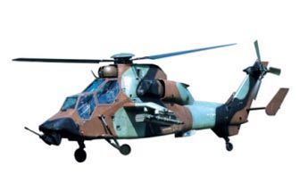 유로콥터의 최첨단 전투 헬기 '타이거'. 2인승 헬기로 전천후 야간비행능력을 완벽하게 갖추고 있다.