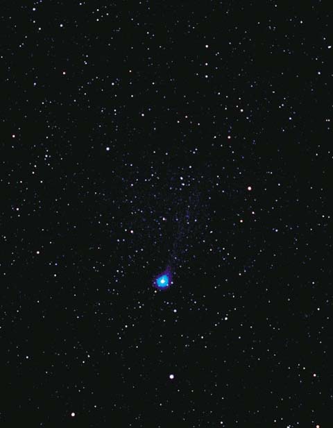 스위프트-터틀 혜성. 페르세우스 유성우의 모혜성으로 유명하다. 130년만에 다시 나타난 1992년의 모습으로 당시 밝기는 5등급대였다.