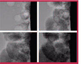 포항방사광가속기를 이용해 X선 영상을 연구한 제 교수의 연구결과. 사진은 전기도금에서 수소방울이 생기는 과정이다.