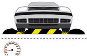 탄성있는 플라스틱으로 만든 과속방지턱 ‘잠자는 교통경찰’. 규정속도 내에서 운전하면 방지턱이 느껴지지 않는다.