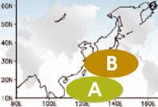 ❷올해는 서태평양 지역의 해수면 온도가 많이 올라가 상승기류(A)가 많이 생겨난 상황이다. 습기를 잔뜩 머금은 상승기류는 반드시 아래로 내려오는데, 예상되는 하강 지점(B)이 우리나라 근처다. 그래서 올 여름에는 비가 많이 올 것으로 예상된다.