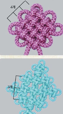 전통 매듭^국화매듭(위), 석씨매듭(아래)