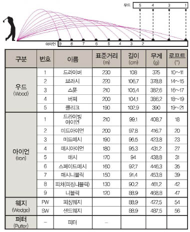 골프채 종류에 따라 공이 날아가는 거리