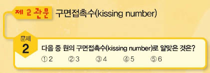 제 2 관문 구면접촉수(kissing number)