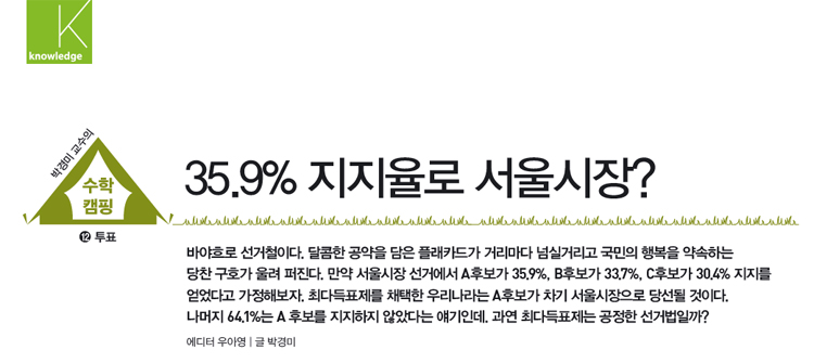 박경미 교수의 수학캠핑 ⑫투표 : 35.9% 지지율로 서울시장?