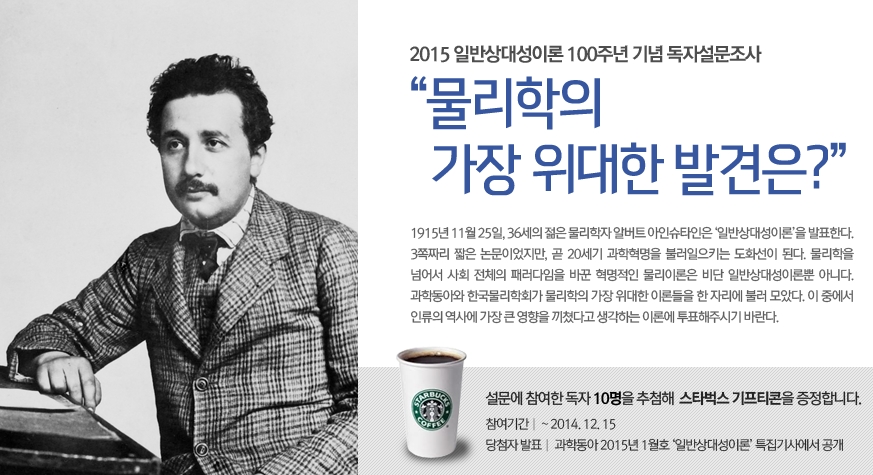 일반상대론 100주년 독자설문조사 “물리학의 가장 위대한 발견은?”