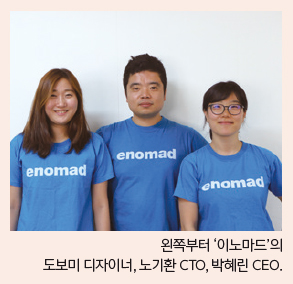 왼쪽부터 '이노마드'의 도보미 디자이너, 노기환CTO, 박혜린CEO