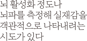 뇌 활성화 정도나 뇌파를 측정해 실재감을 객관적으로 나타내려는 시도가 있다